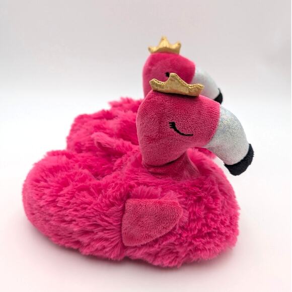 Cute Fluffy Flamingo Plush Animal Slippers Kids' Pink Size US9-10 EU25-27 - Picture 3 of 8